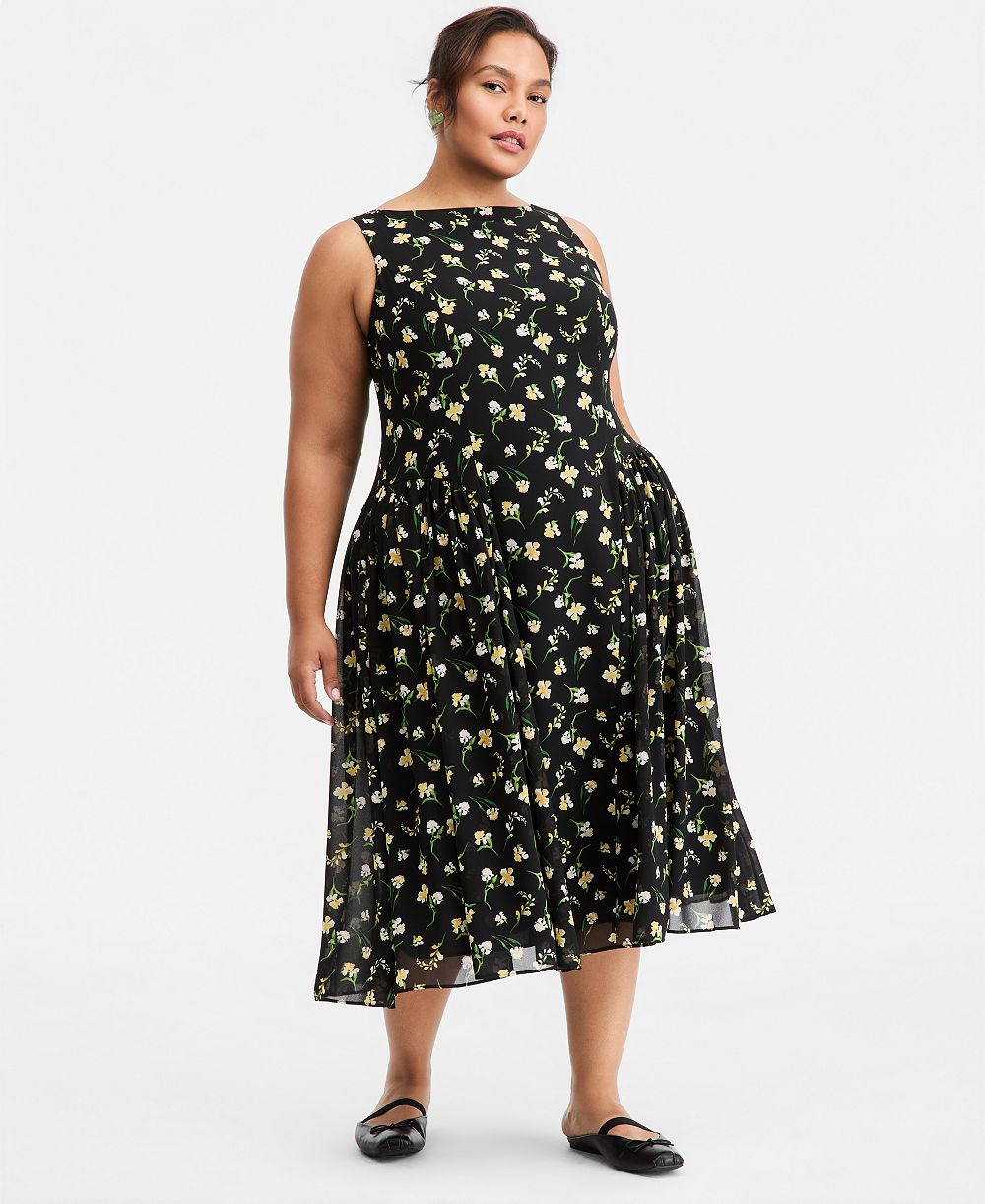 On 34th Plus Size Drop-Waist Midi Dress, Macy's Exclusive