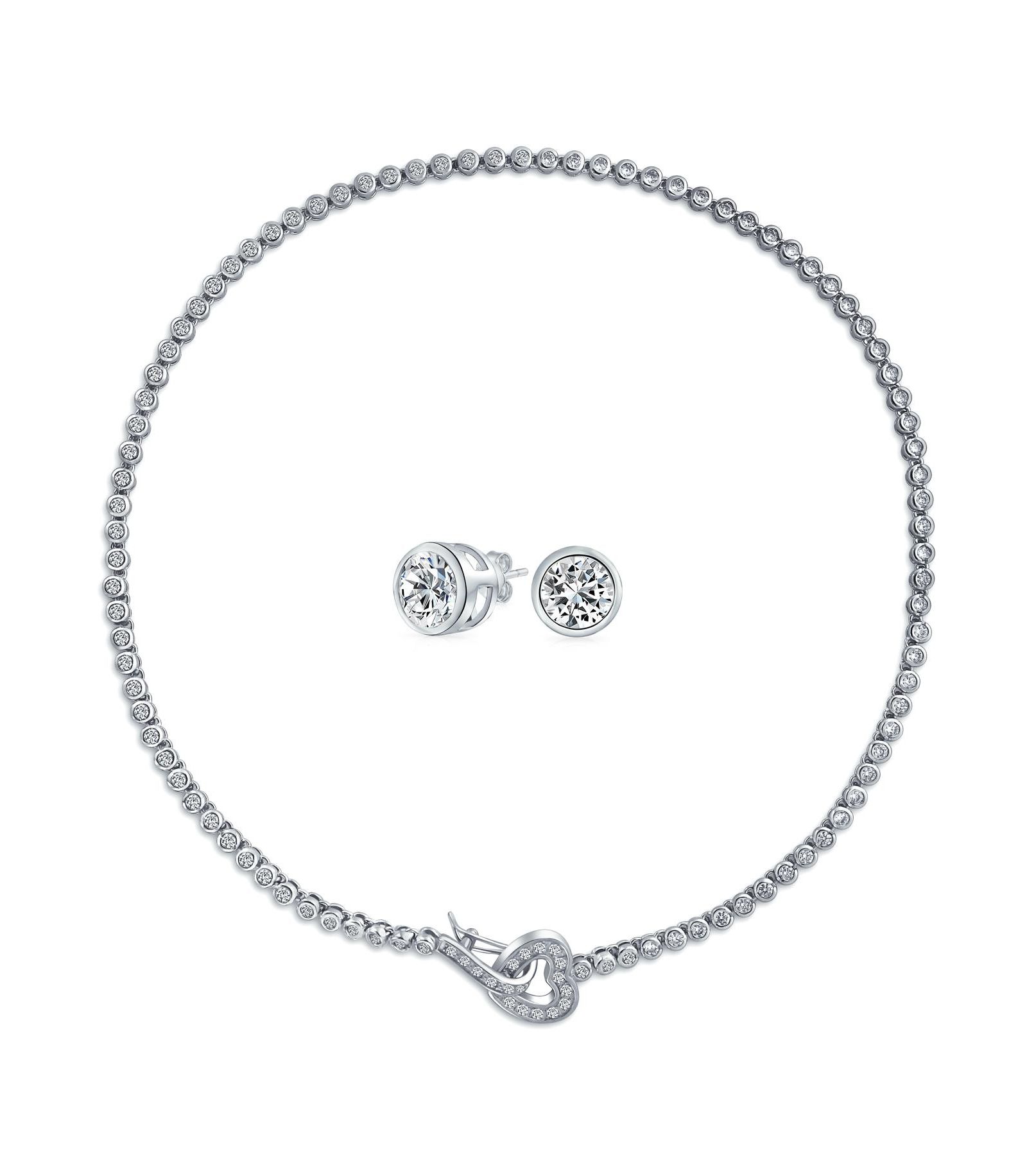 Bling Jewelry набор украшений: колье и серьги с цирконием CZ