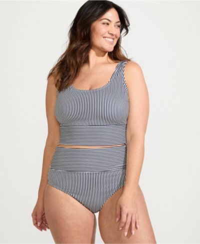 Женский купальный комплект Lands' End Plus Size с топом и плавками с высокой талией