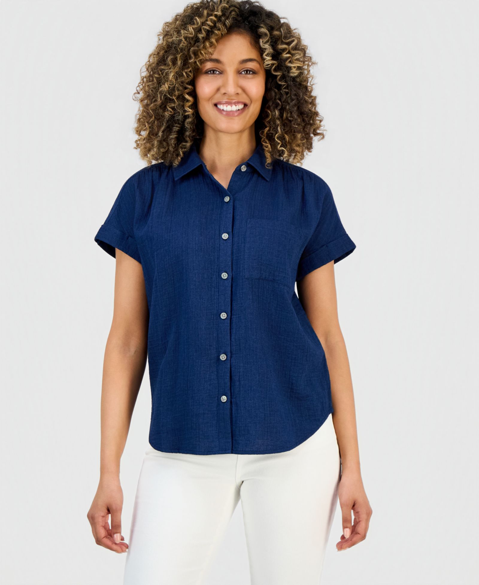 Мужская рубашка Style & Co Petite Button-Up Cotton Camp Shirt