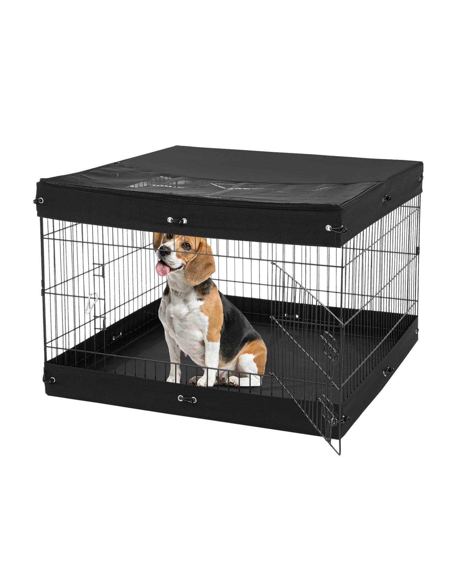 COZITO Dog Playpen, 4-Panel 24 x 36 in Foldable Metal Exercise Pen w/ Door, Top Cover & Bottom Pad, Indoor/Outdoor Pet Fence