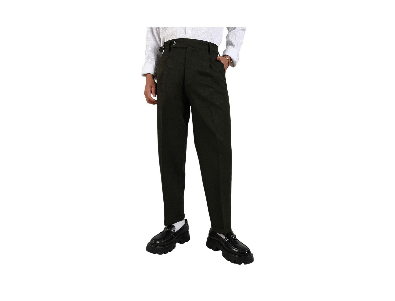 Cahoot Men's Campus Sutra Juniper Green Tailored Trousers