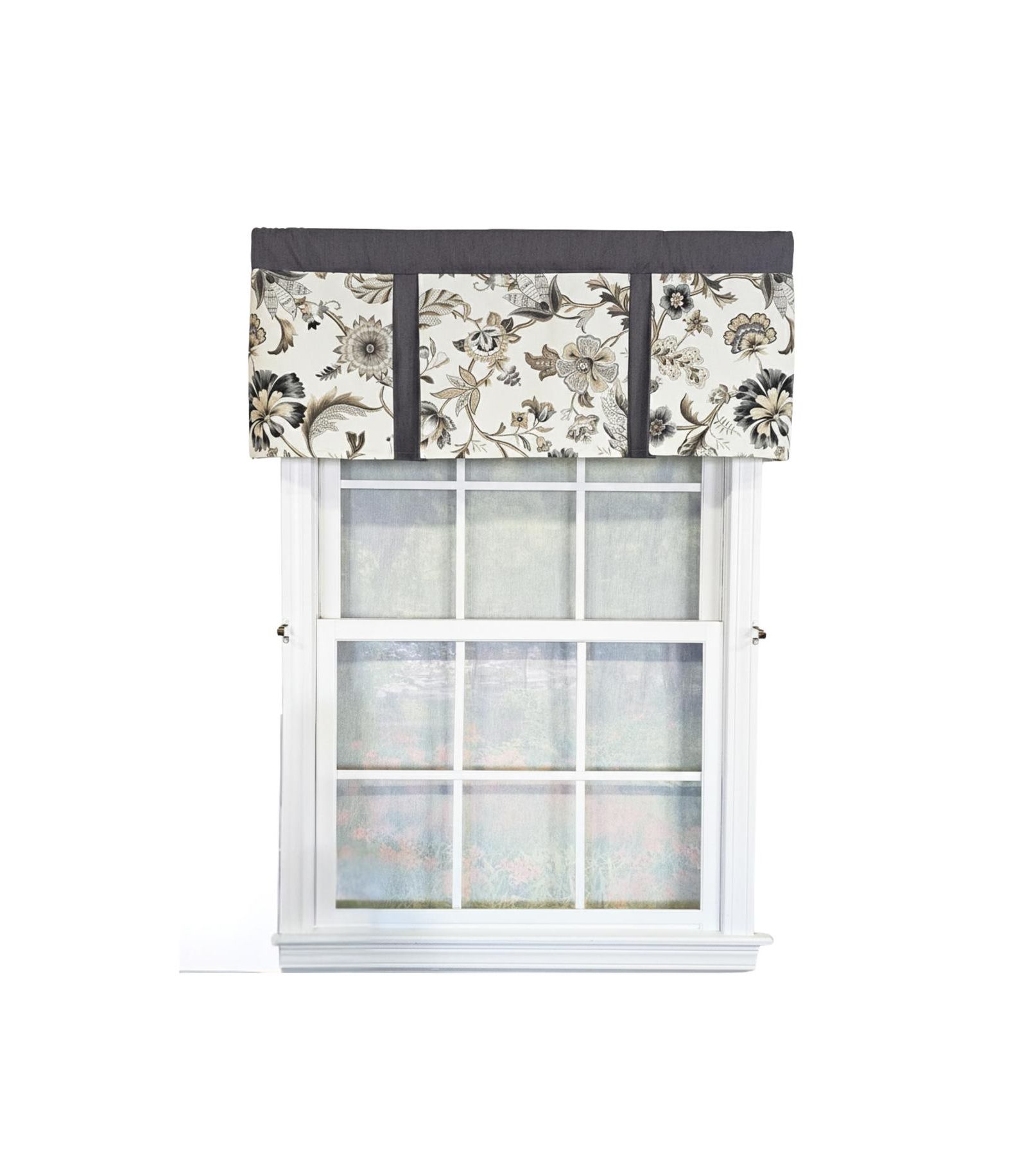 RLF Home Zanzibar Pleated 100% Cotton Rod Pocket  Window Valance 50" x 17" Gray