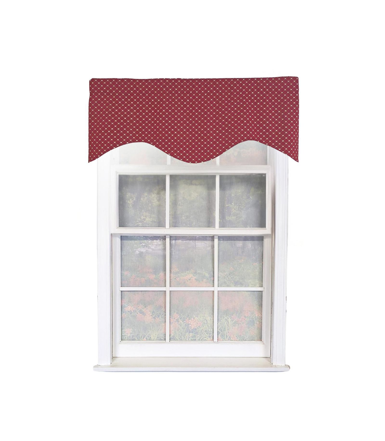 RLF Home Passat Cornice 100% Cotton Rod Pocket  Window Valance 50" x 17" Red
