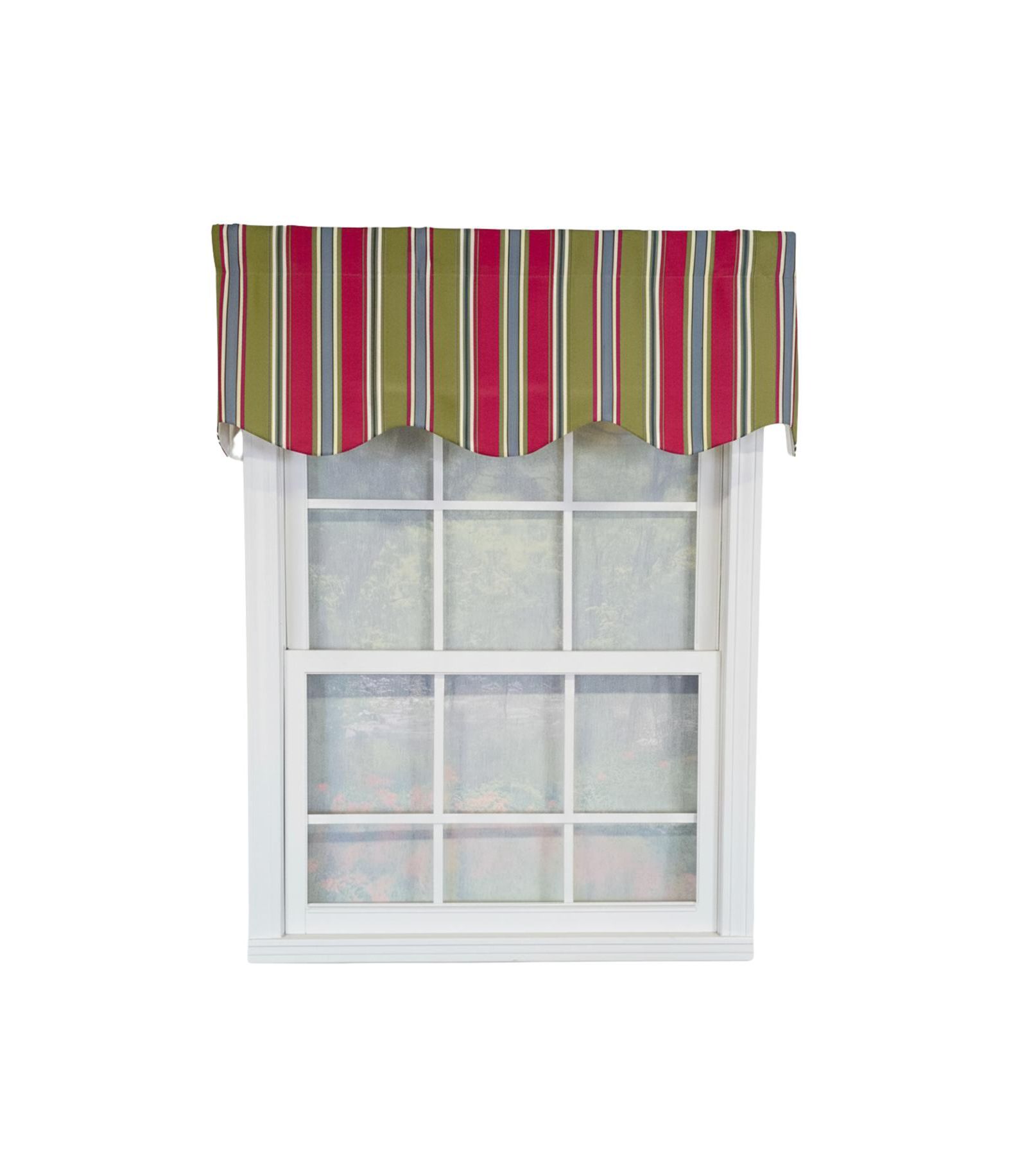RLF Home Nigel Stripe Provance 100% Cotton Rod Pocket Lined  Window Valance 50" x 17" Multi