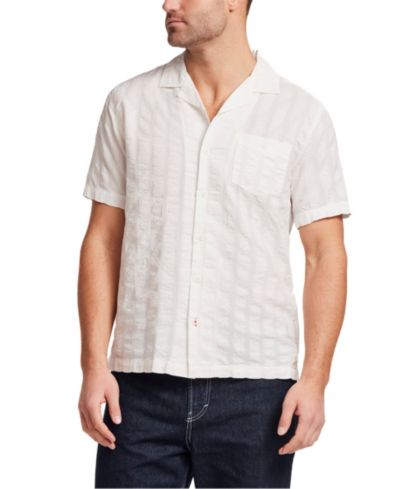 Мужская рубашка Weatherproof Vintage 100% Cotton Vertical Texture Camp Collar