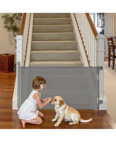 COZITO Retractable Baby Gate, 31.3 in Tall, Extends to 72.8 in Wide, Mesh Dog Gate w/ Security Lock, Trip-Free Walk-Through