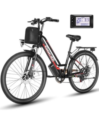 GOCIO 26" City Commuter Electric Bike for Adults, 750W Peak Motor, 48V 7.8Ah (374Wh) Removable Battery, 19.8 Mph 7-Speed Ebike