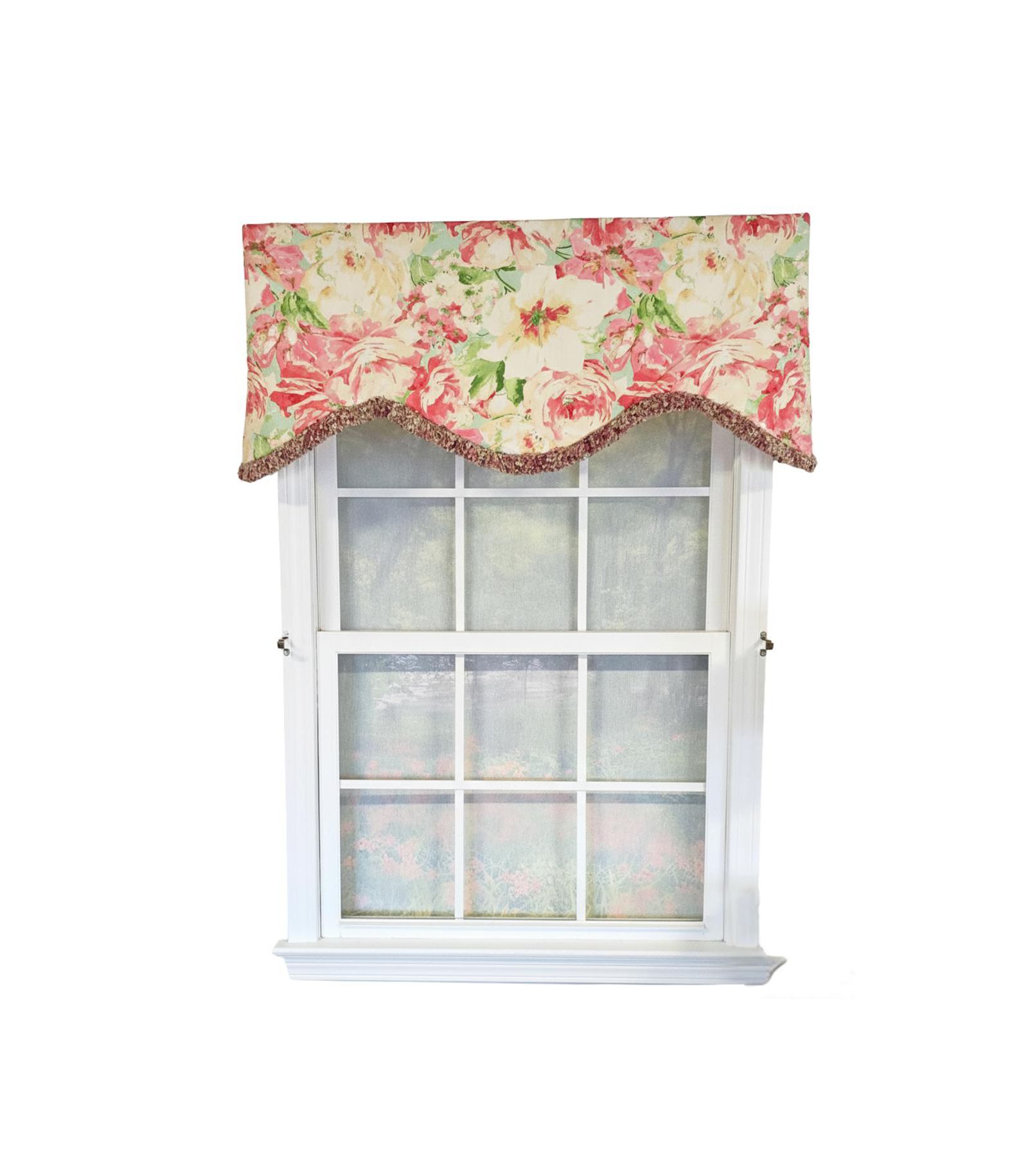 RLF Home Angeline Cornice 100% Cotton Rod Pocket Lined  Window Valance 50" x 17"