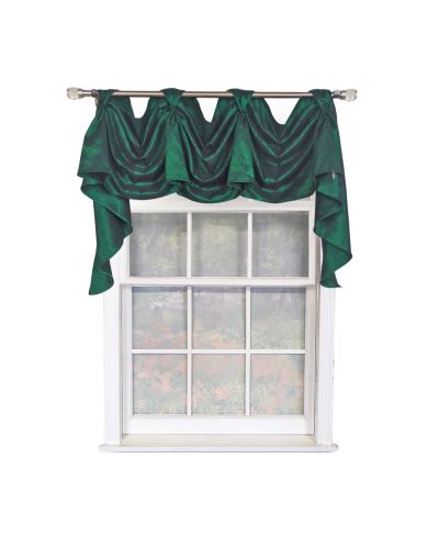 RLF Home Crinkle Taffeta 3-S Victory 100% Polyester Tab Top Swag Window Curtain 54" x 25" Green