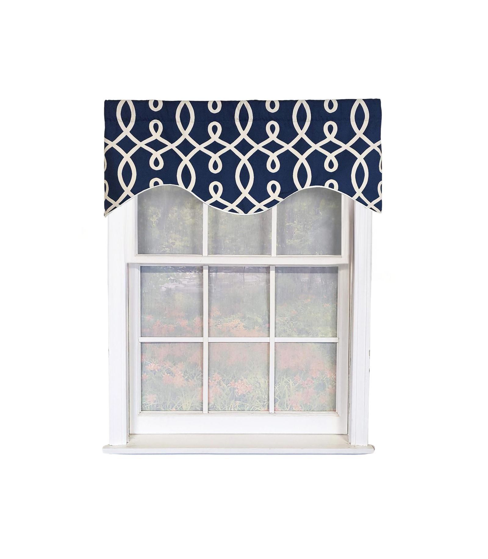 RLF Home Oblique Cornice 100% Cotton Rod Pocket Lined  Window Valance