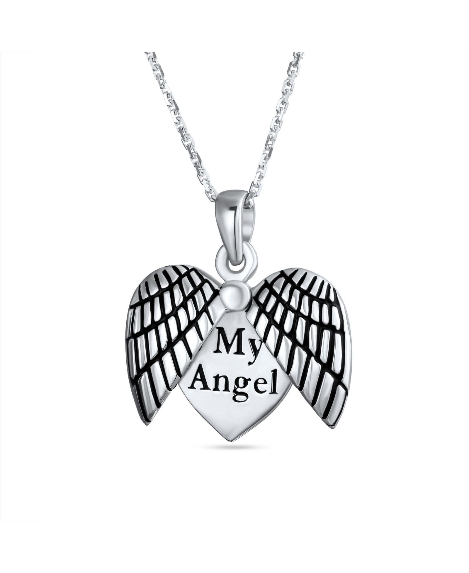Bling Jewelry кулон-медальон с крыльями ангела из стерлингового серебра.925