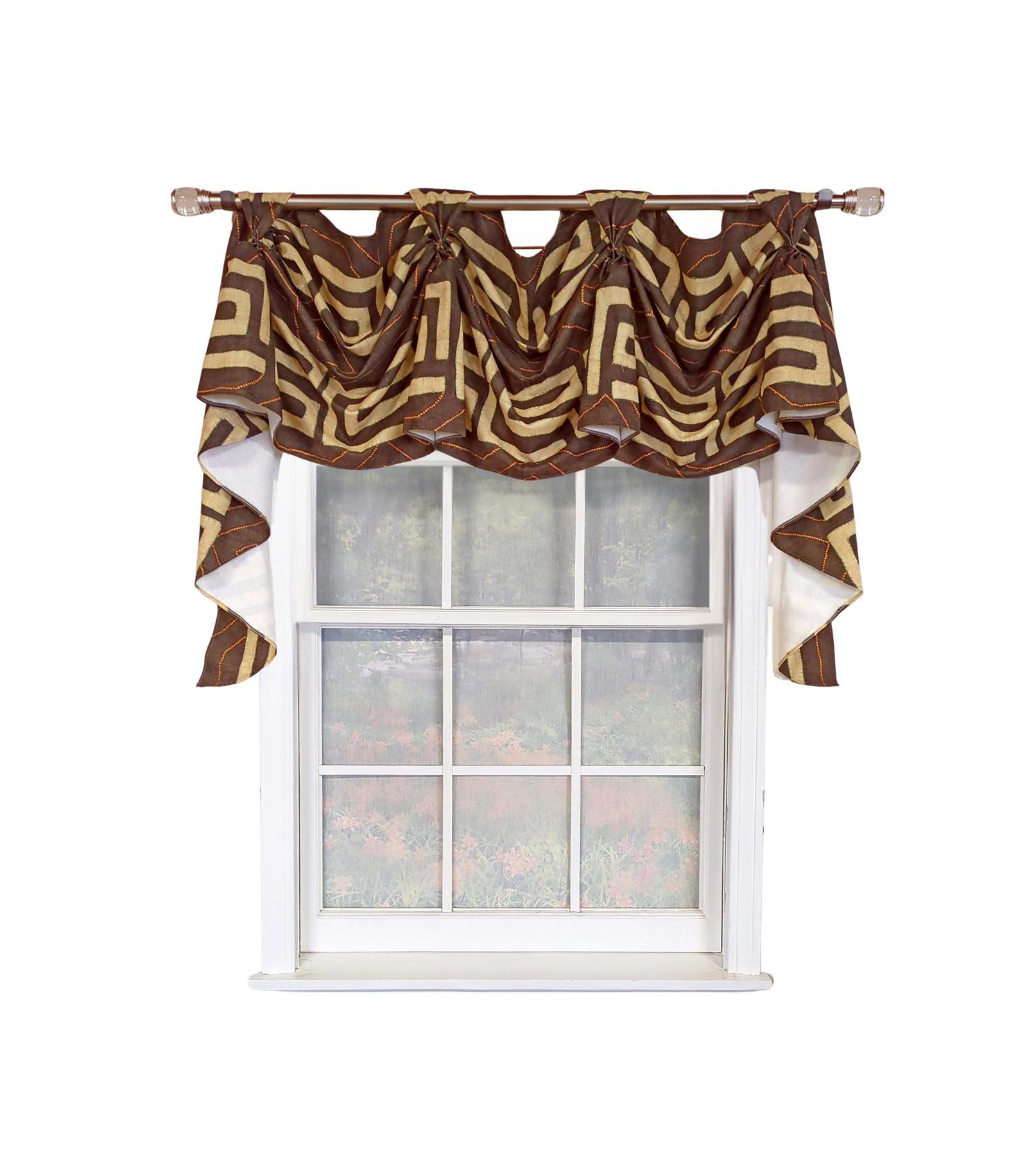 RLF Home Atahualpa 3-S Victory 100% Cotton Tab Top Swag Window Curtain