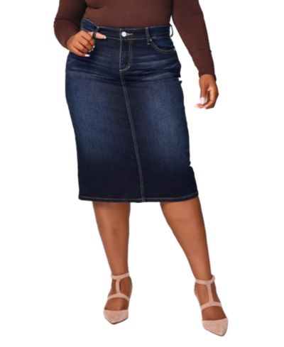 Женская джинсовая юбка миди SLINK Jeans, длина 28" с боковыми разрезами - Emma