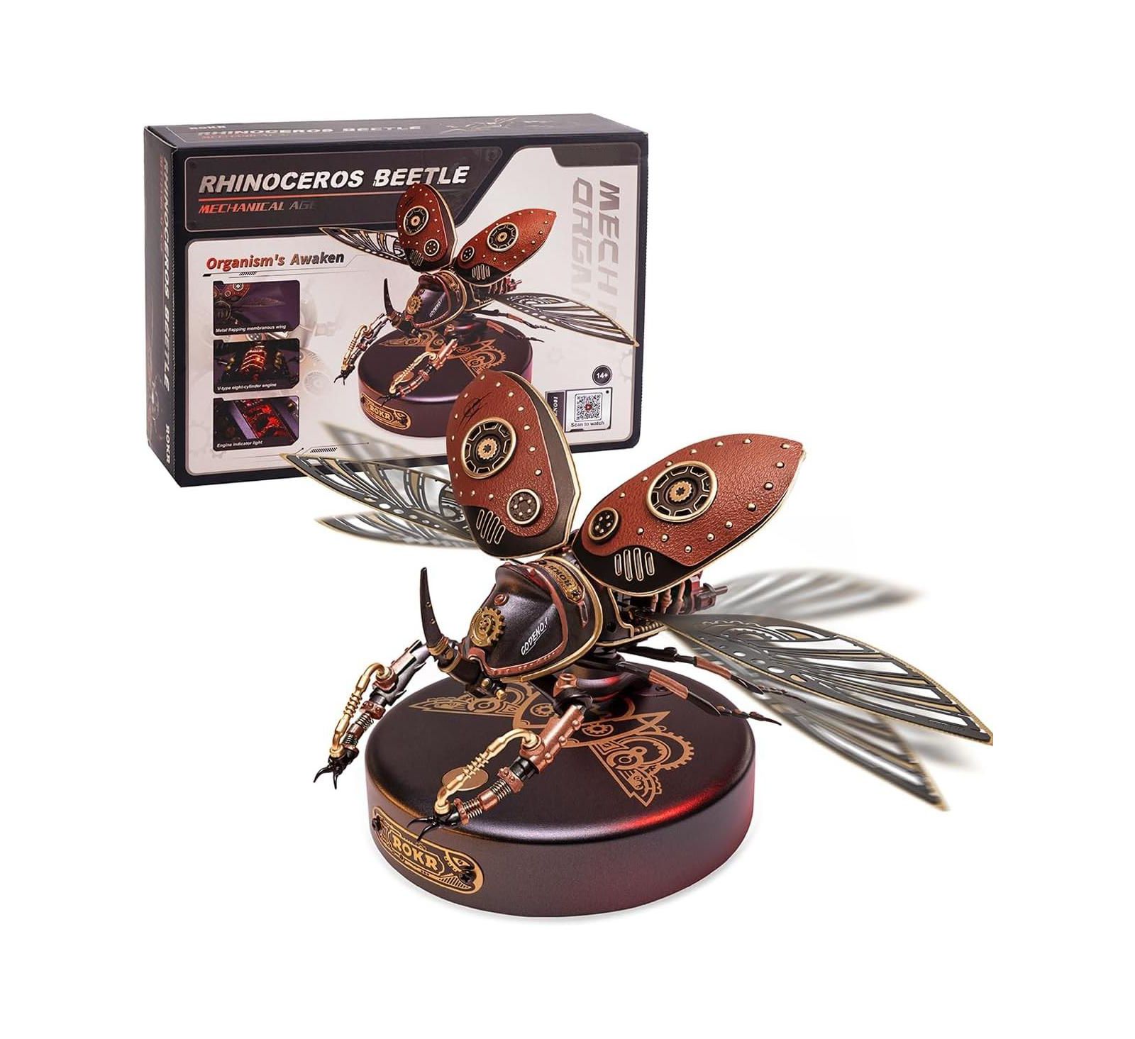 3D-пазл ROBOTIME Electric Insect, металлическая модель жука-носорога, красный