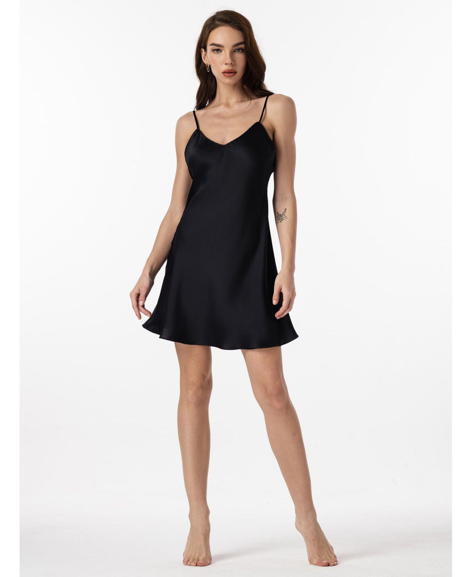 SILKSILKY Women's Pure Silk Adjustable Spaghetti Strap Nightgown Slip Dress