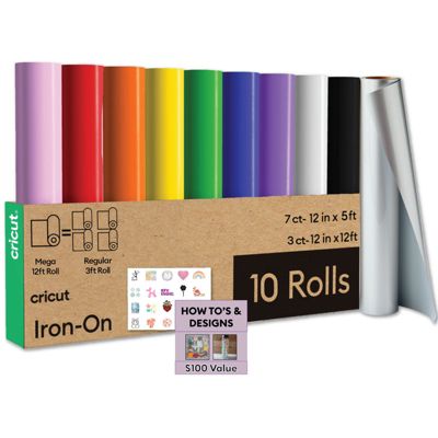 Cricut Rainbow Iron-On Rolls Bundle, Heat Transfer Vinyl Bulk Rolls Kit