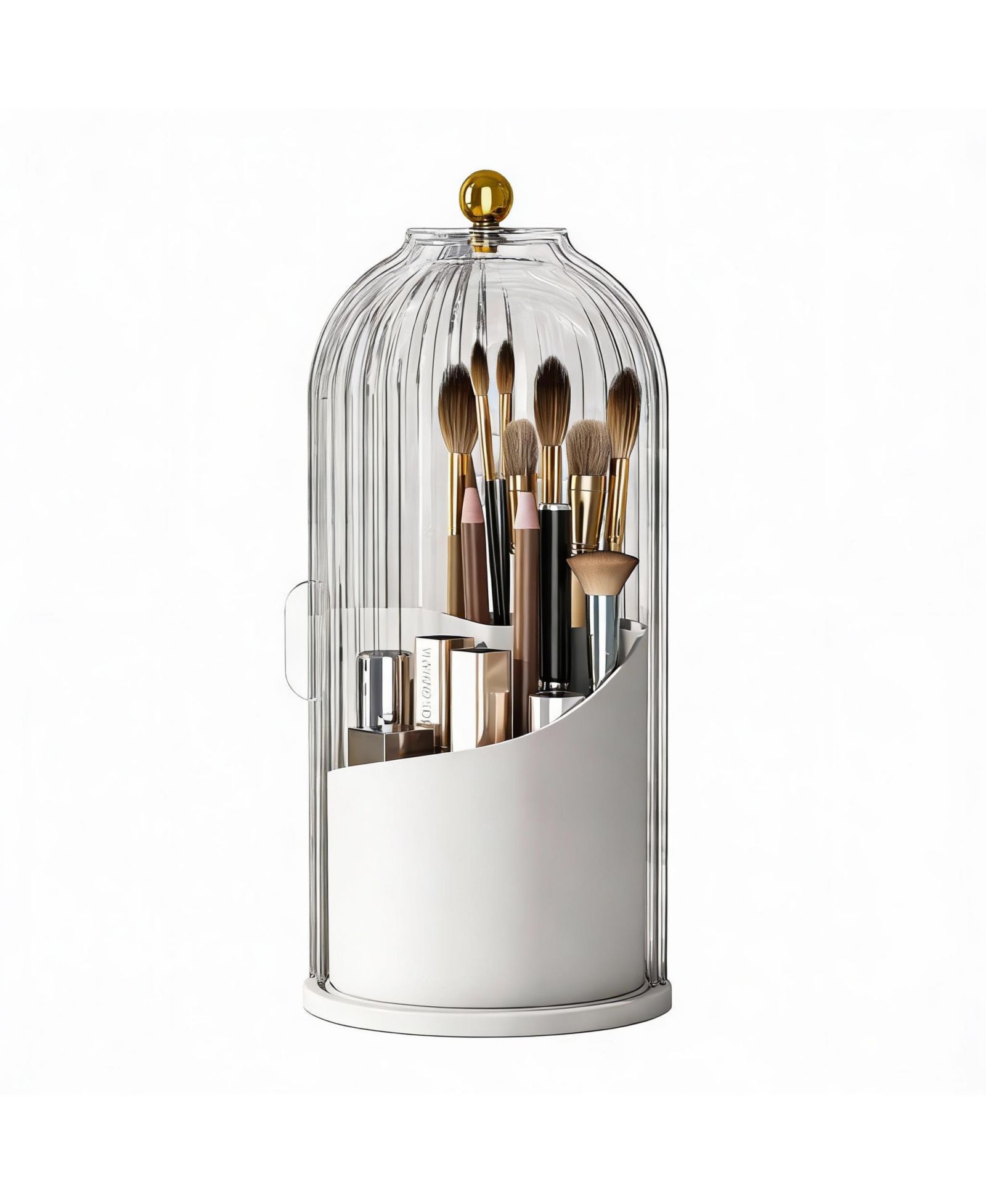 Yigii Makeup Brush Holder 360 Rotating Clear Dustproof Organizer