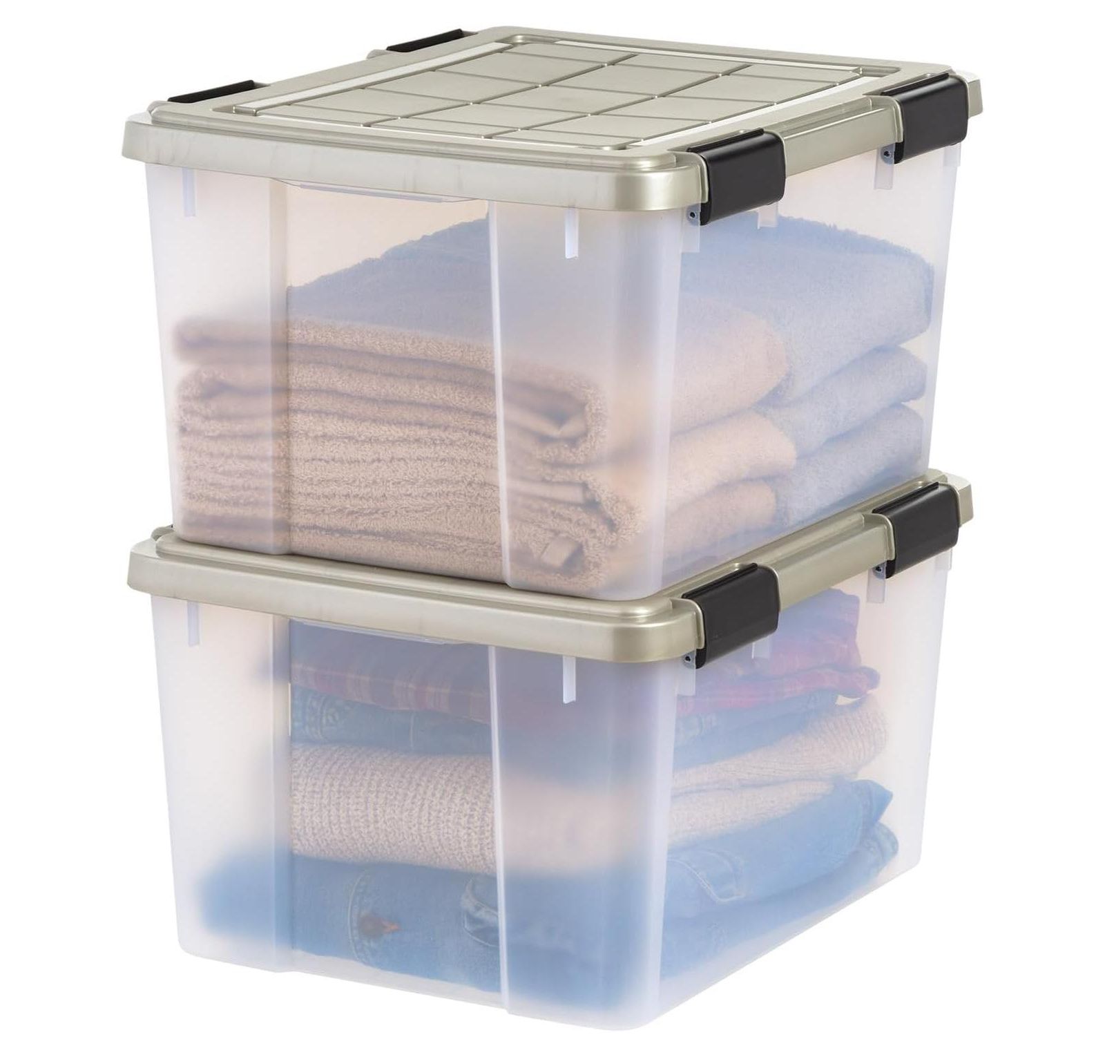IRIS контейнеры для хранения 44 Qt с крышкой с уплотнителем, Clear/Chrome, 2 шт