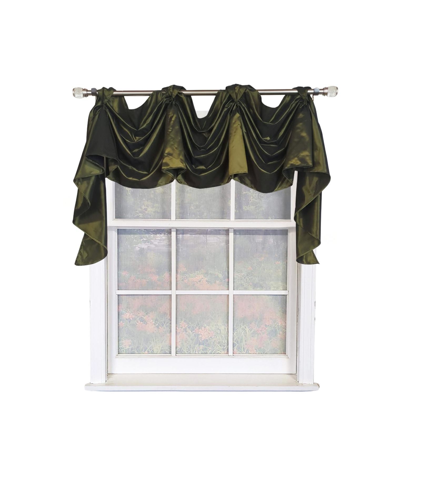 Штора RLF Home Taffeta 3-S Victory 100% Polyester Tab Top Swag 54" x 25" Green
