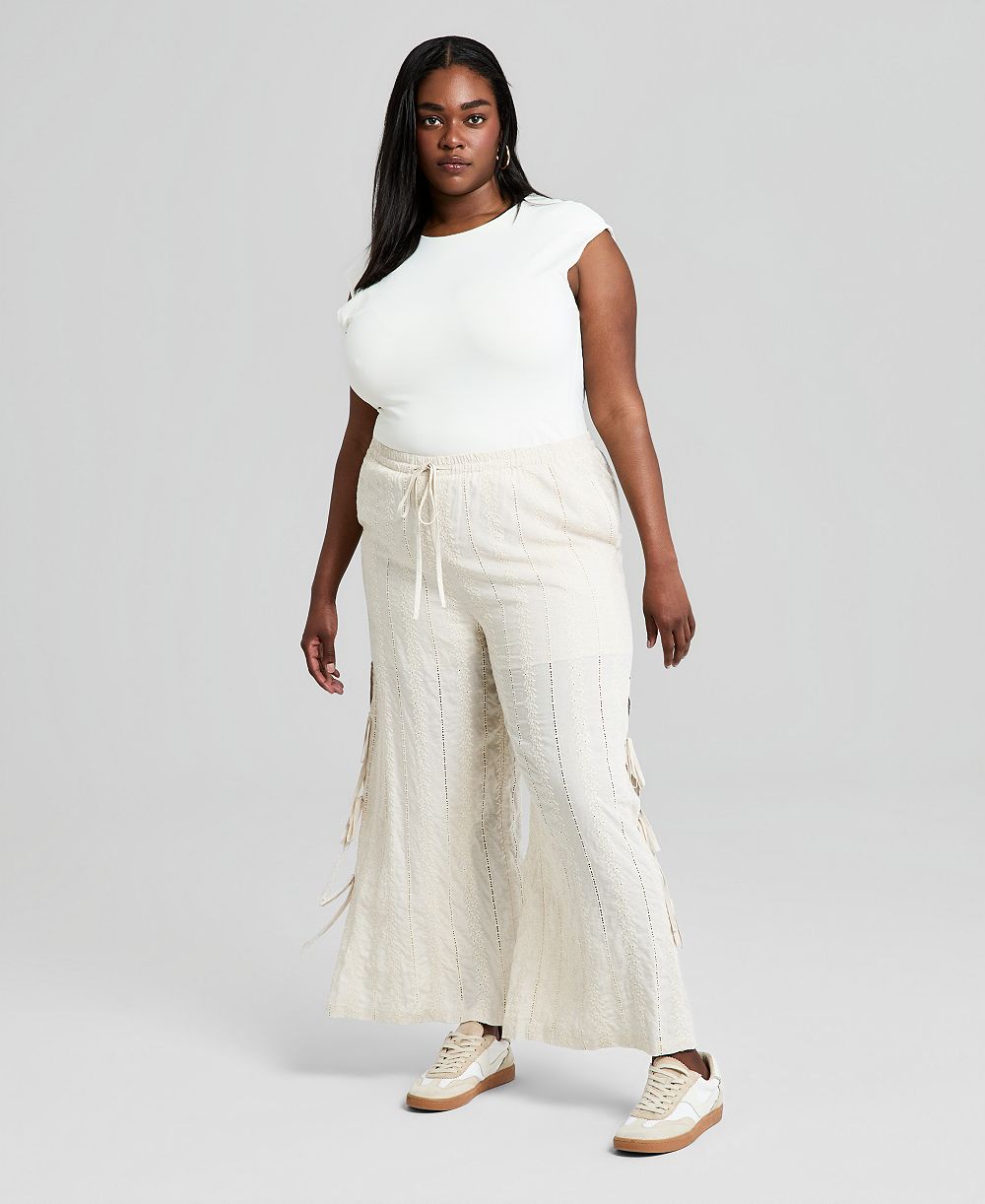 And Now This Trendy Plus Size брюки с вышивкой и широкими штанинами