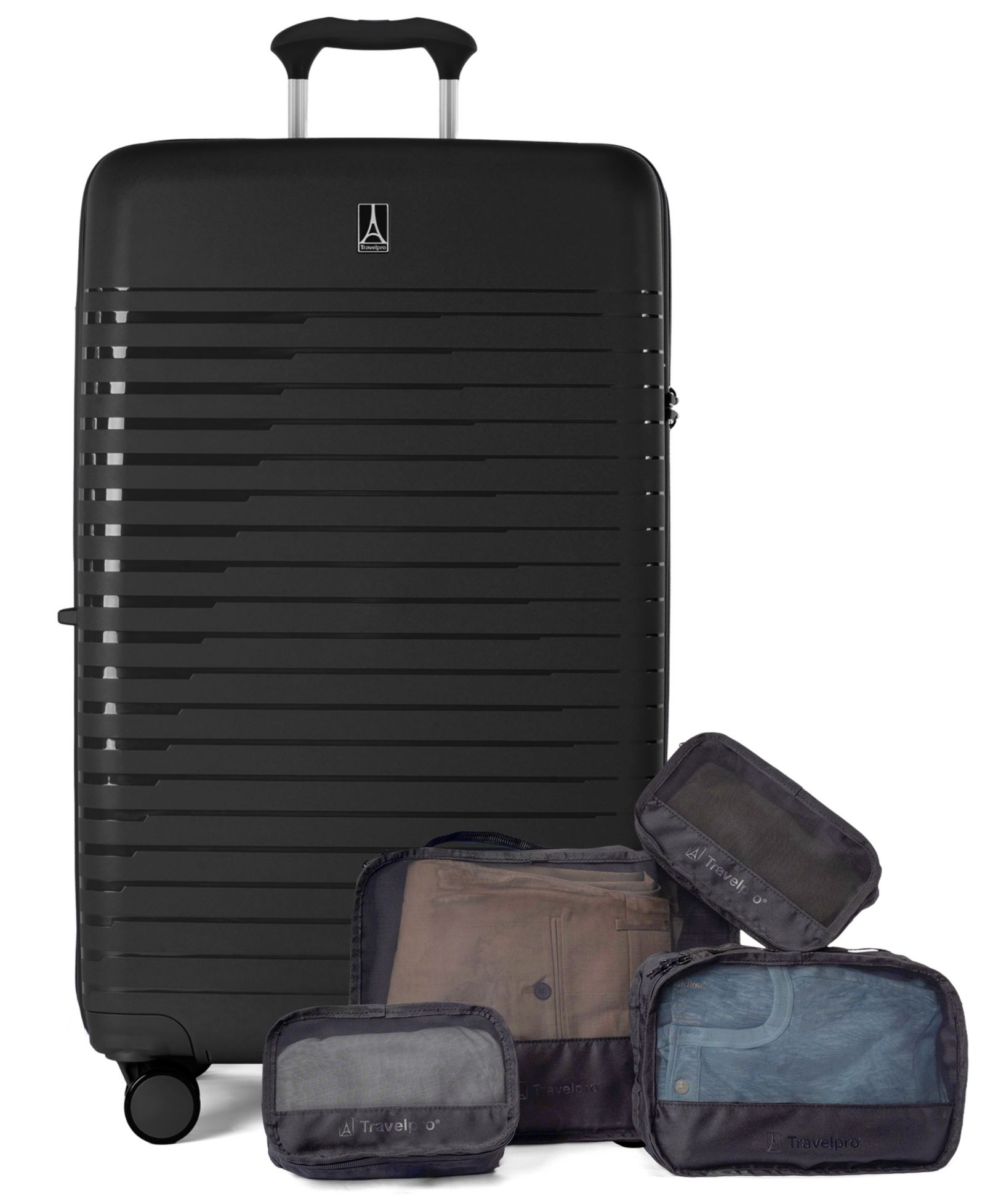 Travelpro Optima Large Check-In Expandable Spinner and Packing Cubes