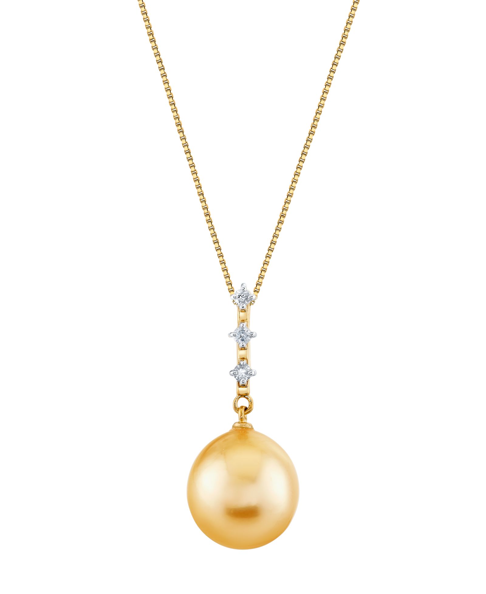 Кулон с жемчужиной South Sea и бриллиантовым акцентом в 10k Yellow Gold