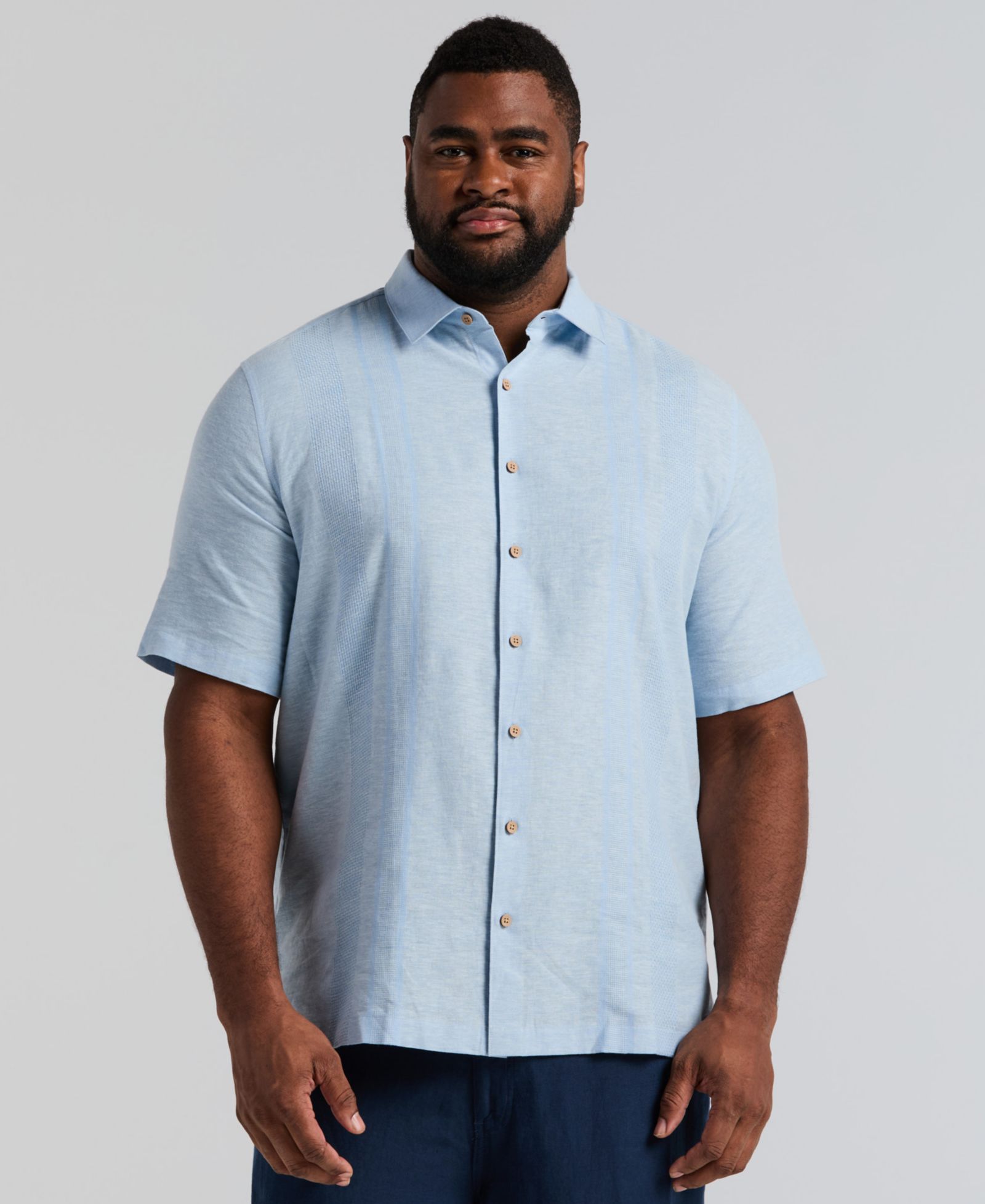 Рубашка Cubavera Men's Big & Tall Linen Short-Sleeve