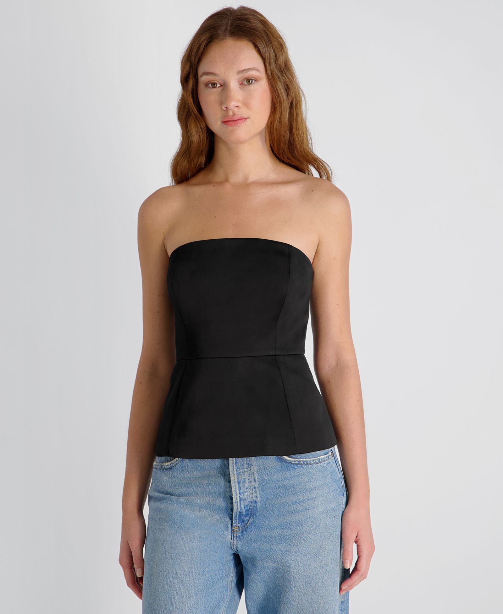 French Connection Women's York Satin in Christa Fleur Strapless Top