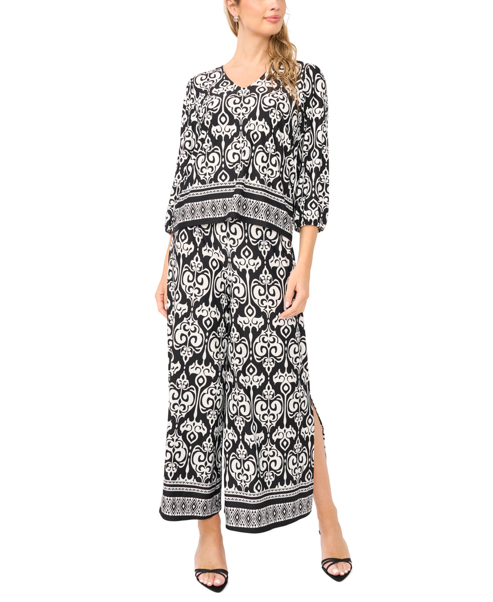 Sam & Jess Women's V-Neck Printed Top