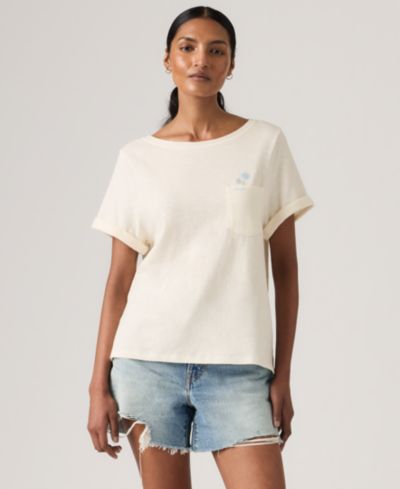Levi's Женская футболка хлопковая Julie Pocket Crewneck с принтом