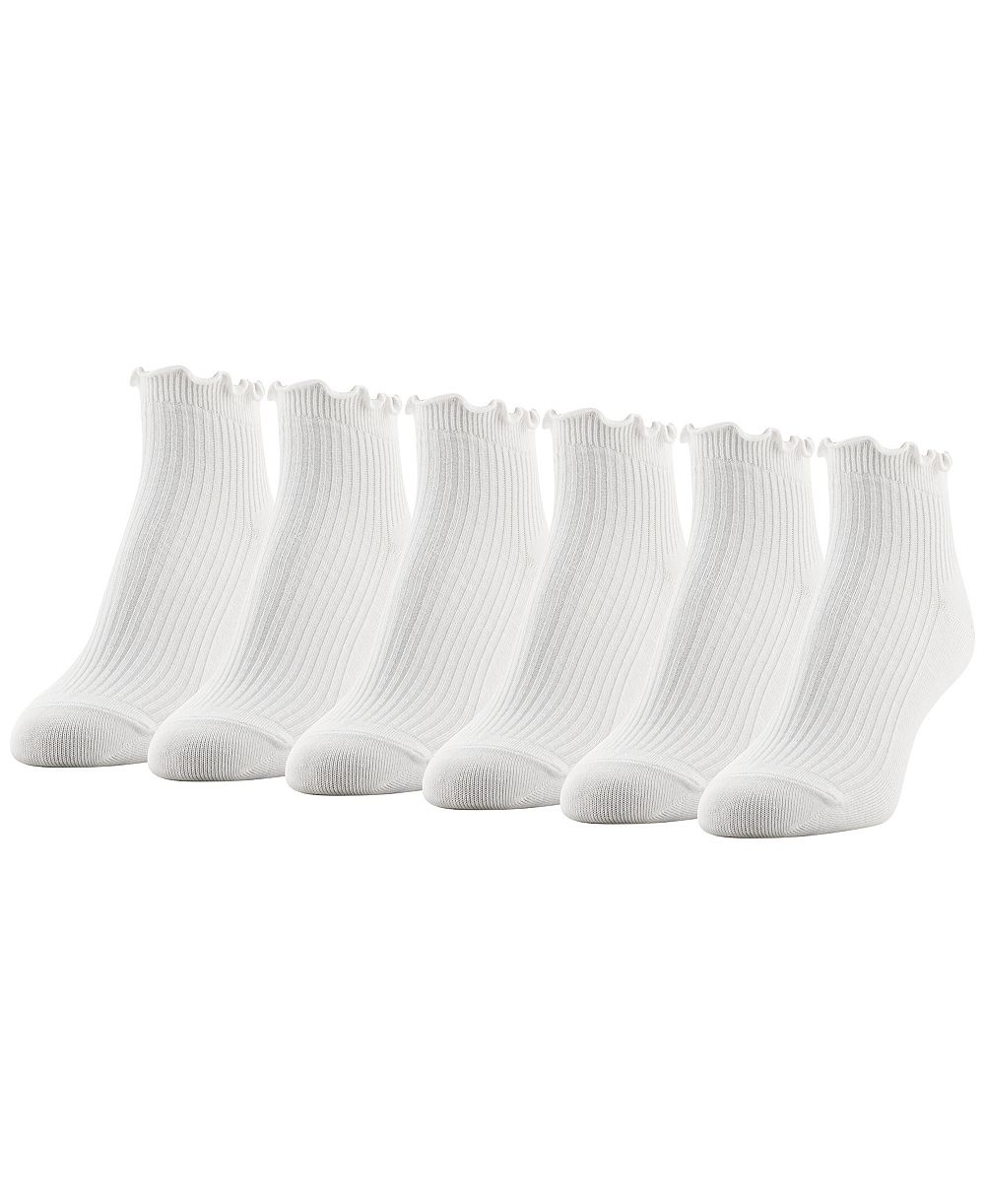 Женские Gold Toe Rib Lettuce Edge Quarter Socks, 6-Pack