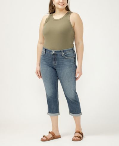 Silver Jeans Co. Plus Size Elyse Mid-Rise Comfort Fit Capri Jeans