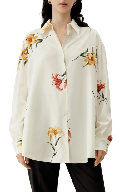 LILYSILK Женский oversize топ с принтом