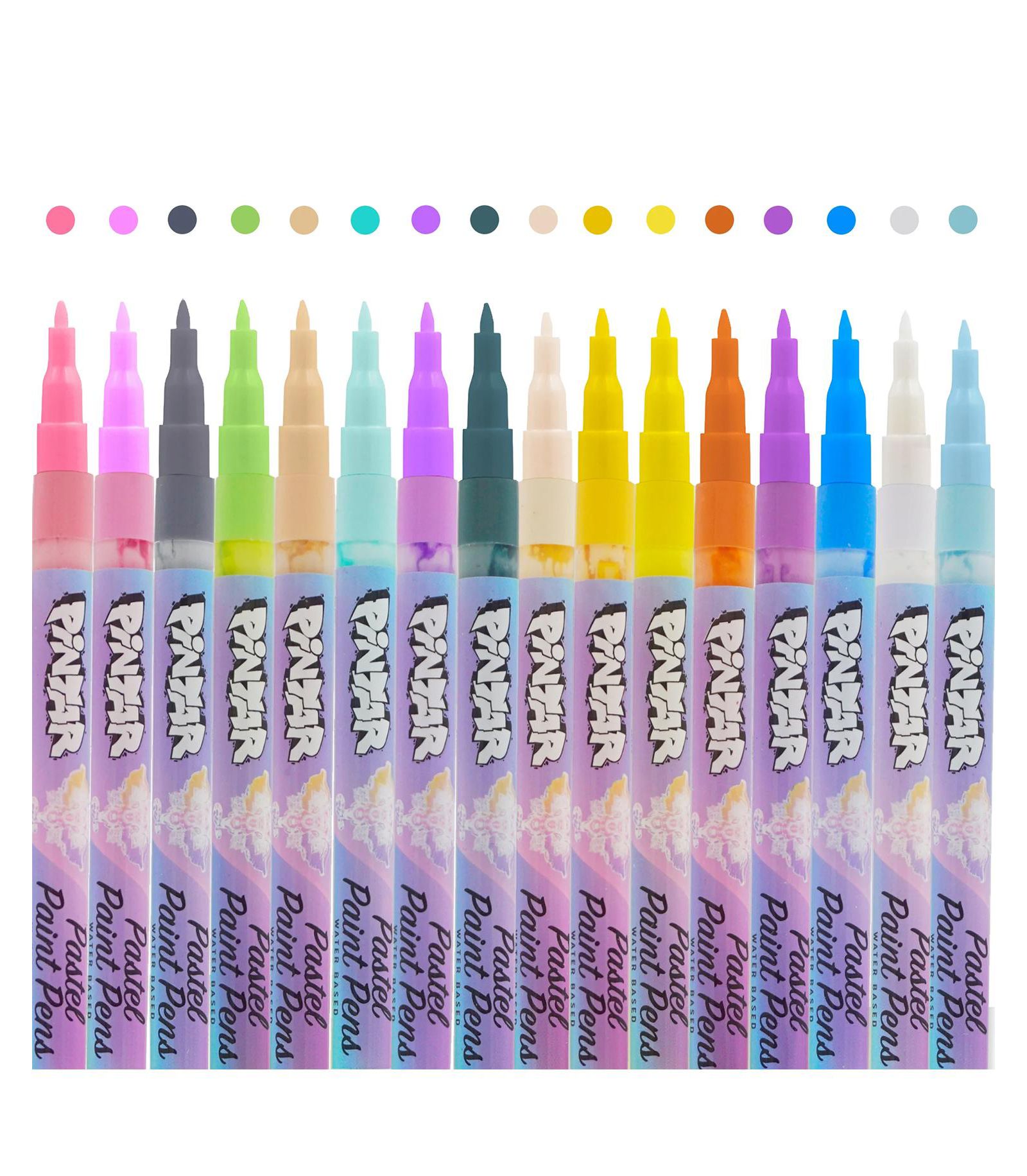 PINTAR Pastel Acrylic Paint Pens  - Extra Fine Tip Brush Pens & Fabric Markers for Drawing & Art Supplies - Acrylic Paint Markers