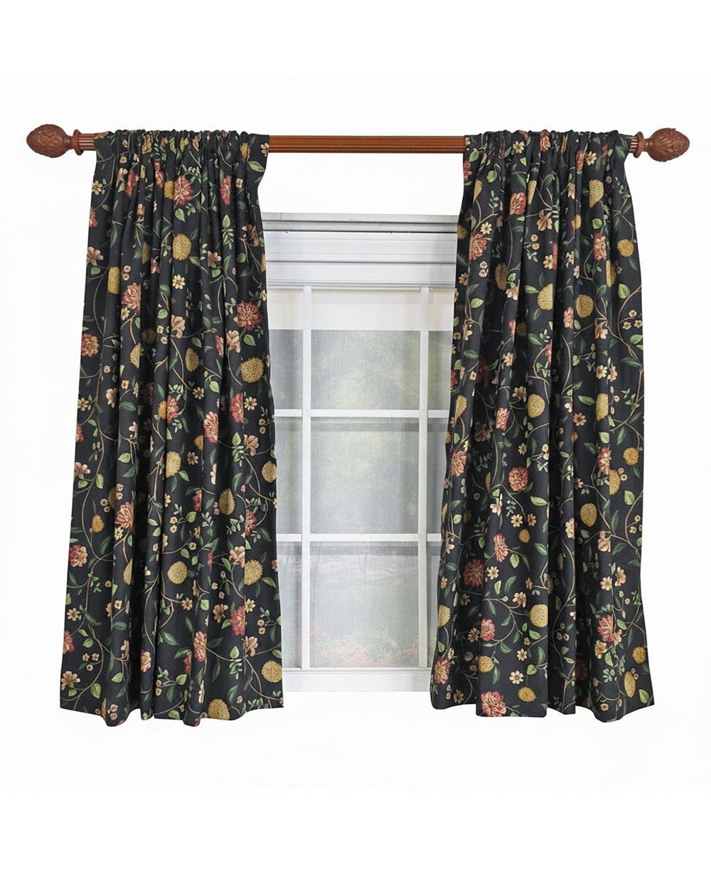 RLF Home NightFall 100% Cotton Rod Pocket Window Curtain set of 2 Panels