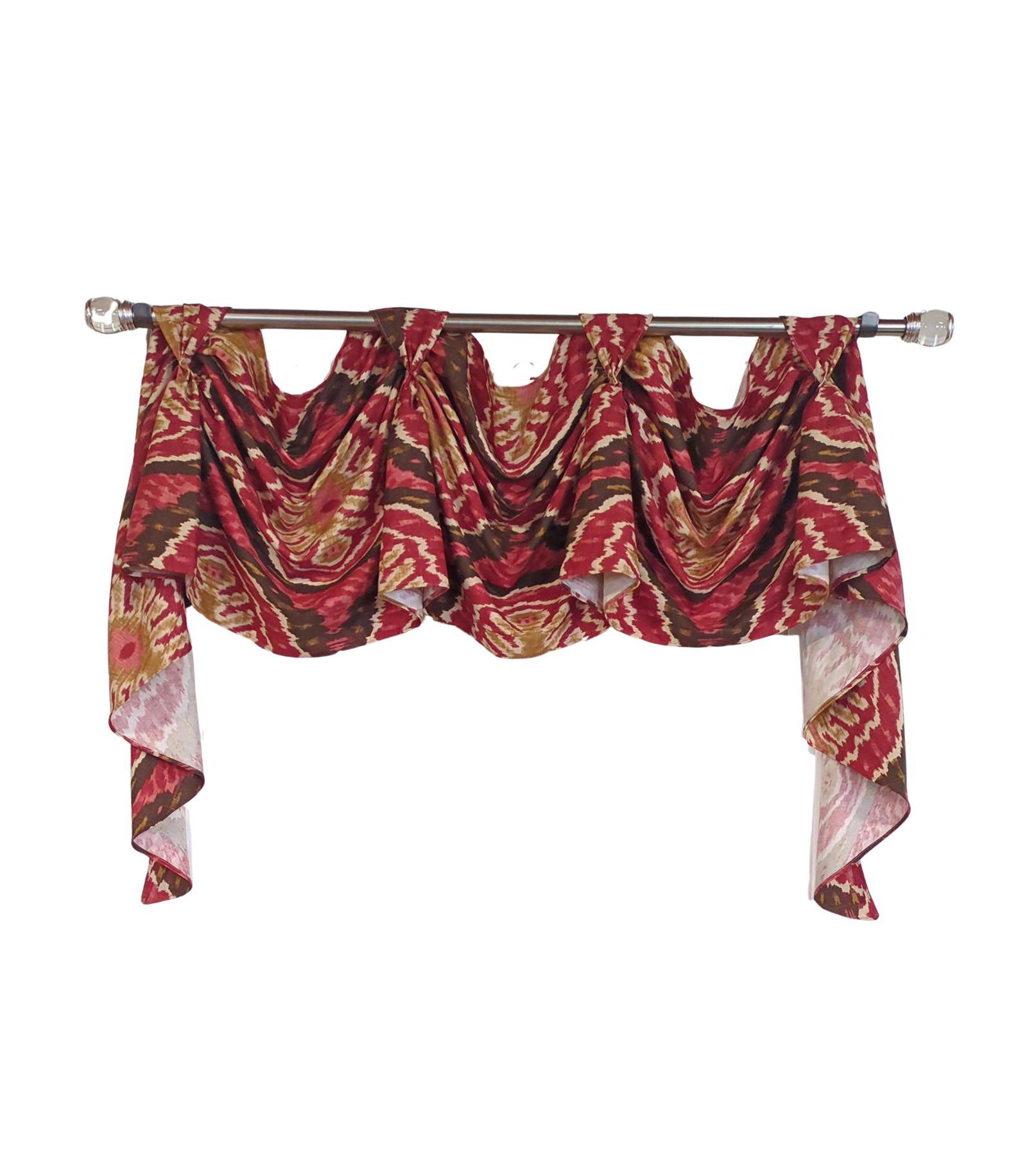 RLF Home Begonia 3-S Victory 100% Cotton Tab Top Swag Window Curtain 54" x 25" Red