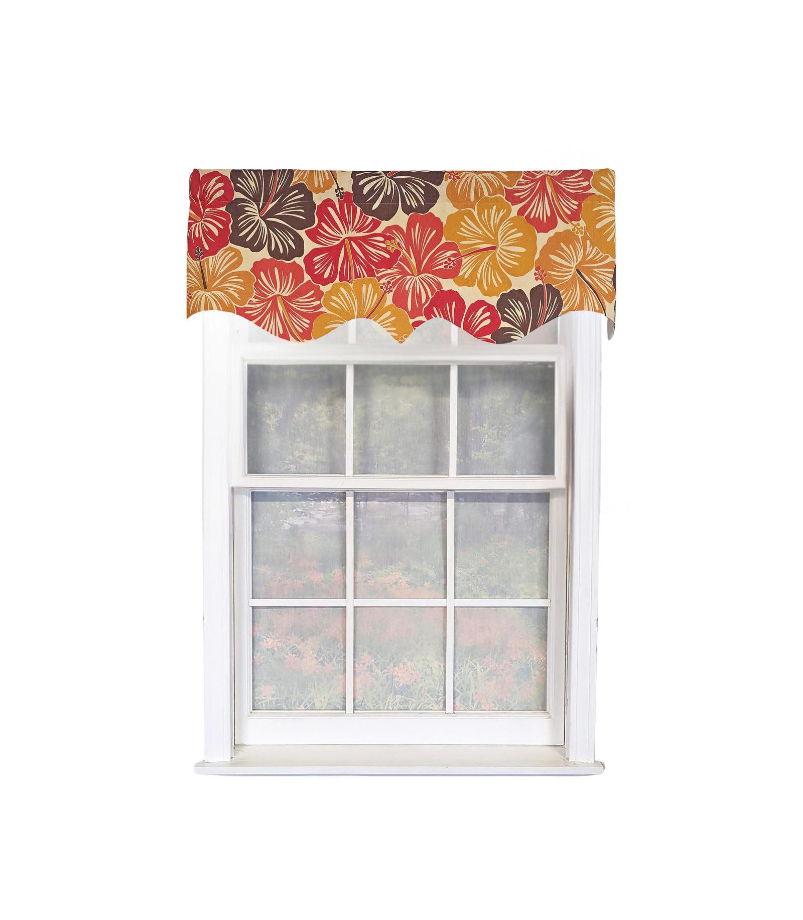 RLF Home Wild Hibiscus Regal 100% Cotton Rod Pocket Lined Window Valance