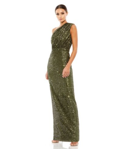Вечернее платье Petite с открытым плечом и пайетками Mac Duggal