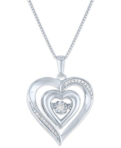 Подвеска Diamond Double Heart Pendant (1/10 ct. t.w.) Sterling Silver