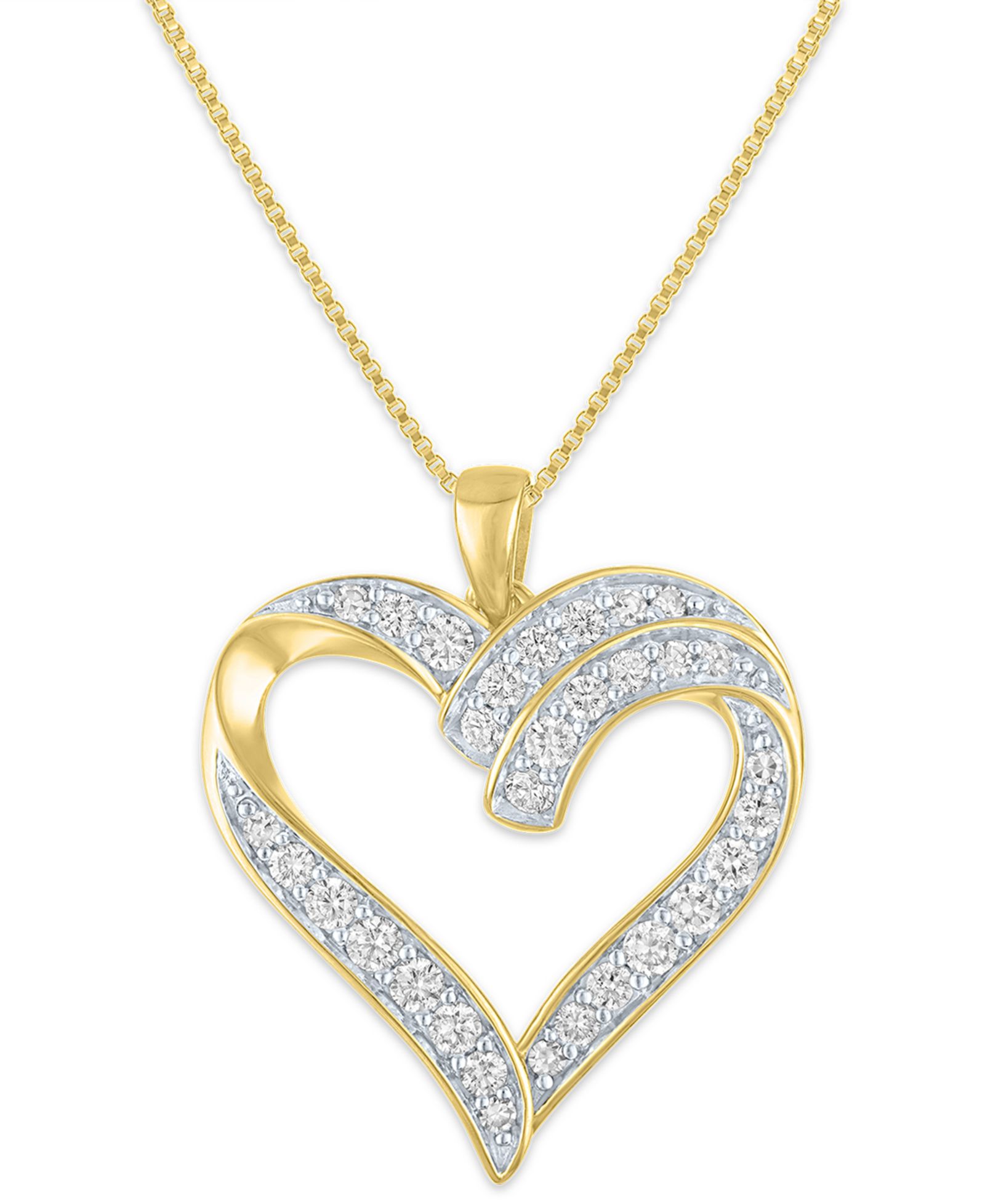 Подвеска Diamond Double Heart в 14k Yellow Gold Over Sterling Silver