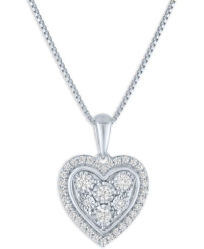 Diamond Heart Pendant Necklace (1/4 ct. t.w.) в Sterling Silver