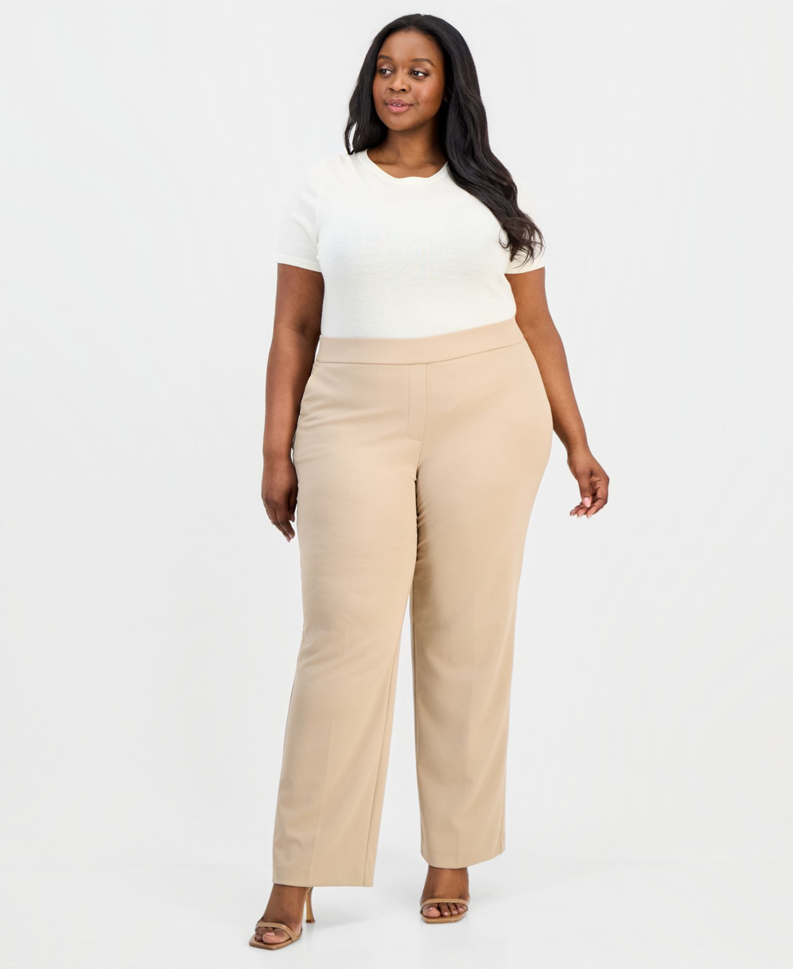 Anne Klein Essentials Plus Size Straight-Leg Pull-On Pants