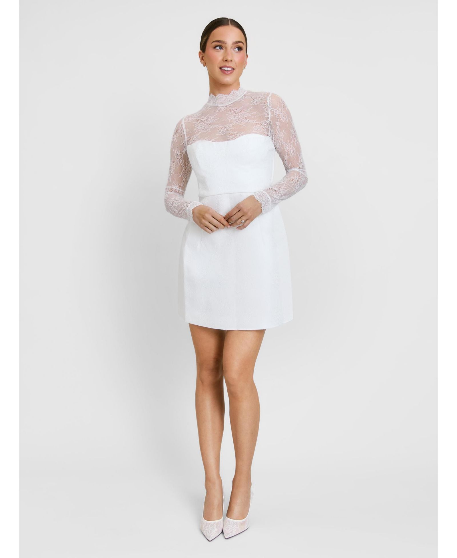 Женское мини платье Six Stories Lace Sleeve Cup Detail