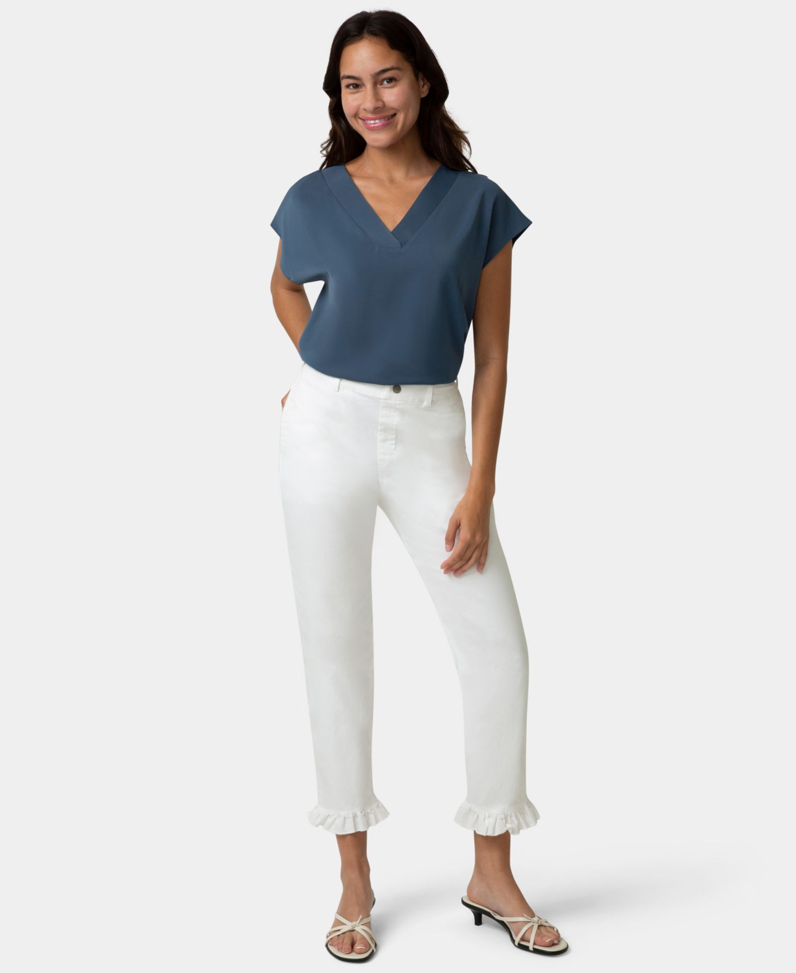 Женские брюки Hue Ruffle Denim Skimmer Pull-On
