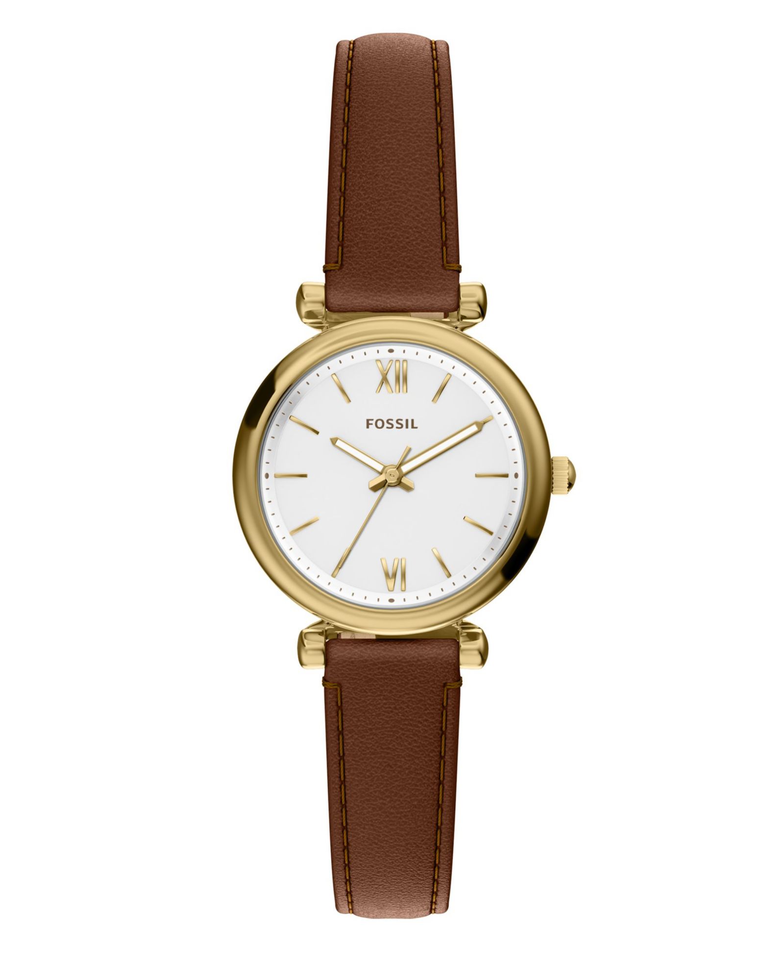 Fossil Women's Carlie Three-Hand Brown Leather Watch, 28mm
