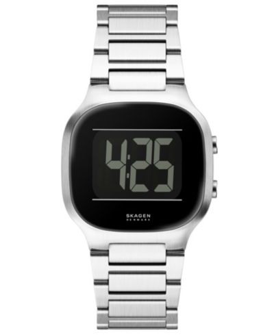 Мужские цифровые часы Skagen Mellem Lcd Silver Stainless Steel, 38mm
