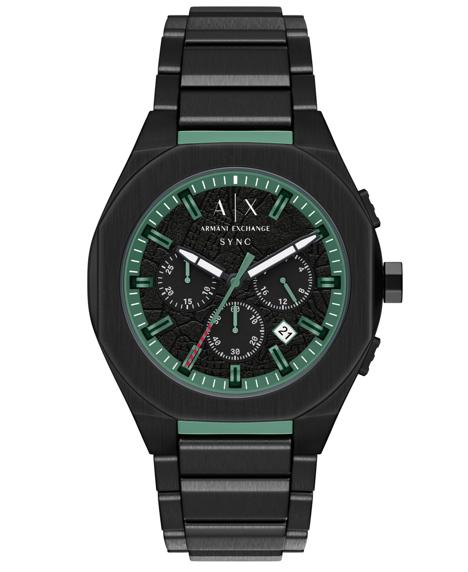 Armani Exchange Men's Sync Quartz Chronograph Black Stainless Steel Watch, 44mm