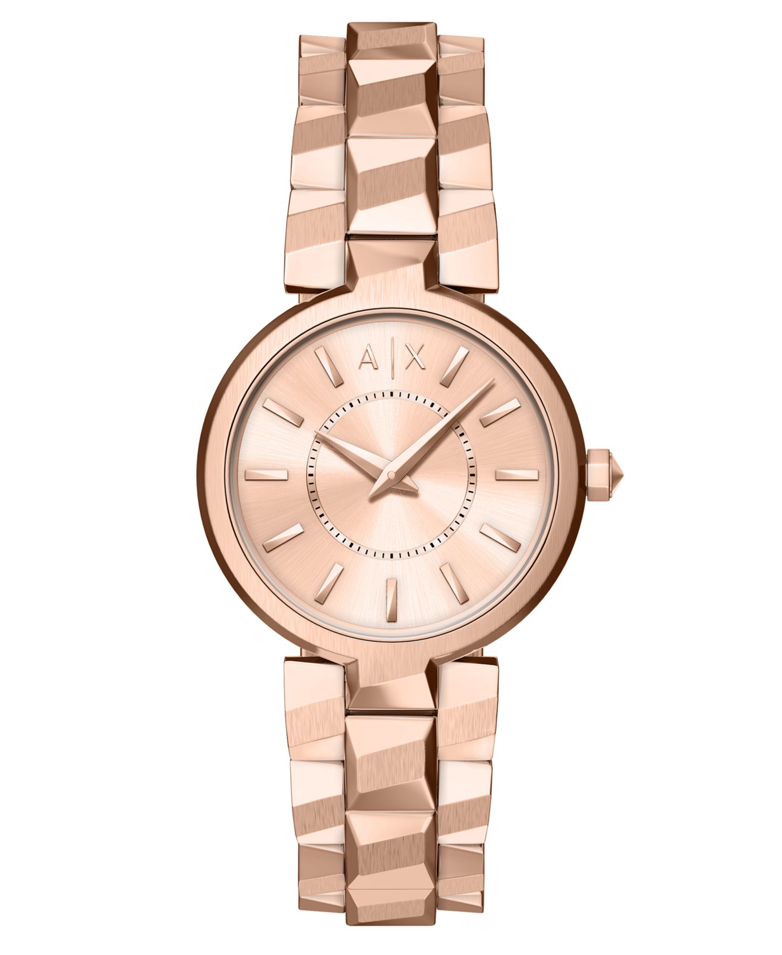Женские часы Armani Exchange Audora Two-Hand Rose Gold-Tone Stainless Steel, 34mm