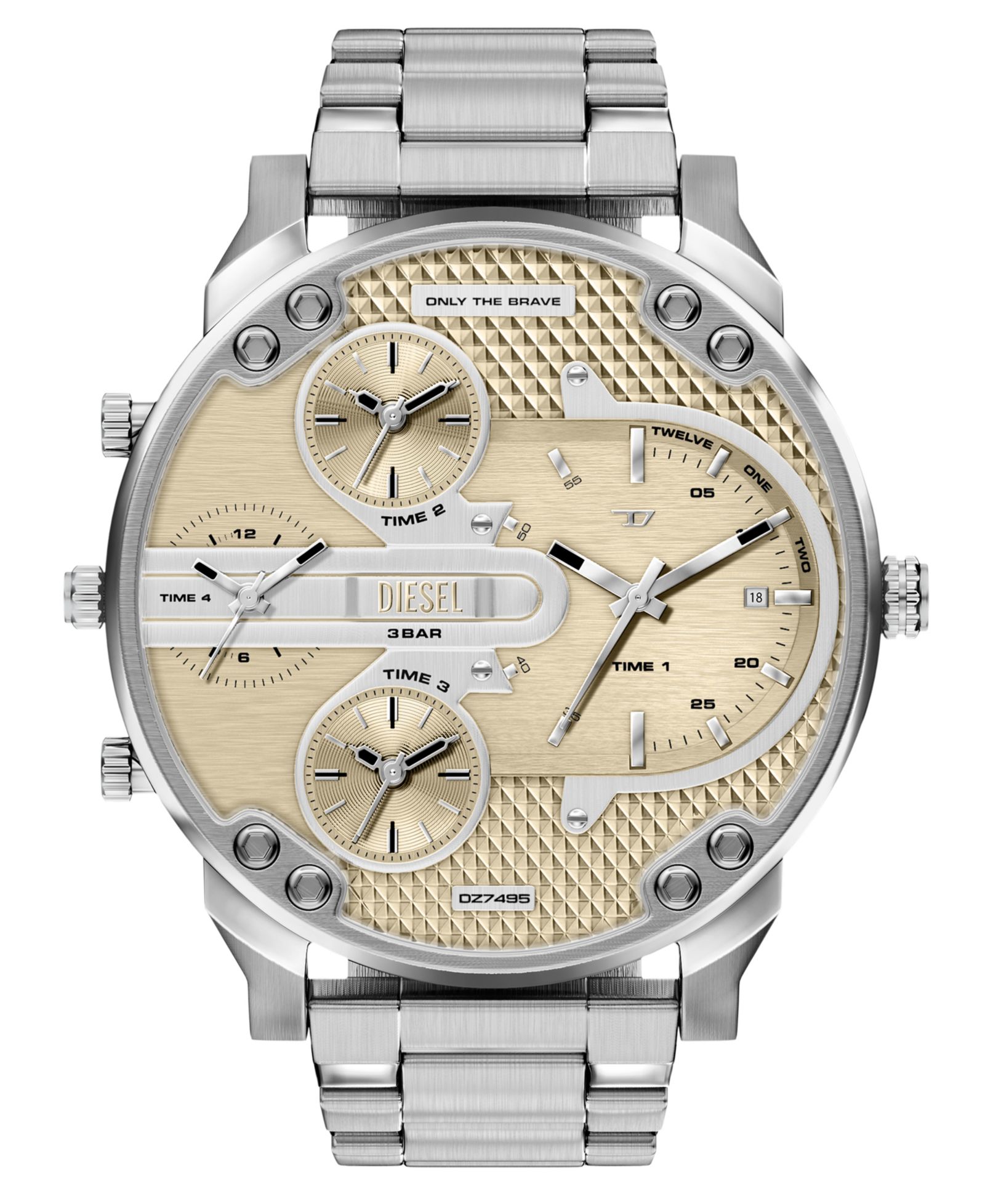 Мужские часы Diesel Men's Mr. Daddy Slim Quartz Multifunction Silver Stainless Steel, 54mm